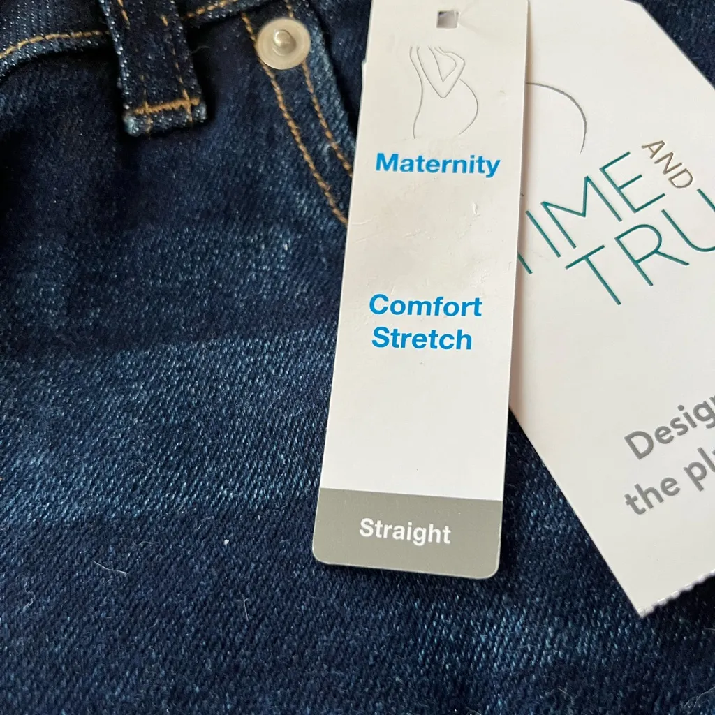 Time and Tru Women's Maternity Straight Leg Jeans with Belly Band size S Blue - Image 3