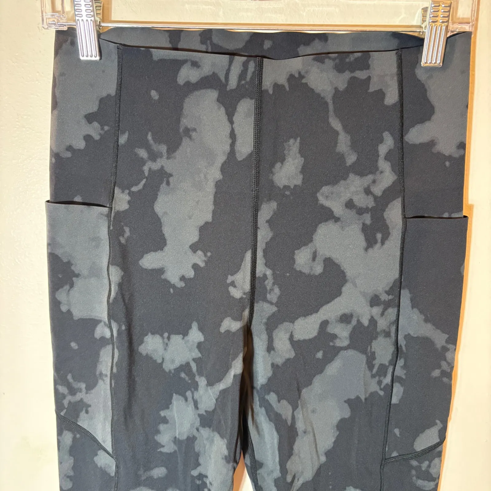 Sweaty Betty Power Full Length Leggings Black Grey Tie Dye Pockets US 10 - Image 2