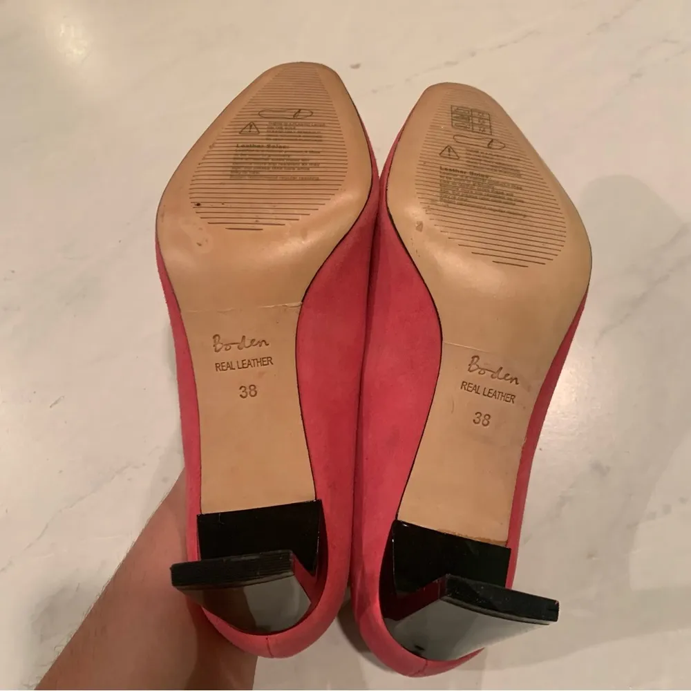 Boden Amber Cowhide and Suede Heels Squared Toe Pink Size 7 - Image 4