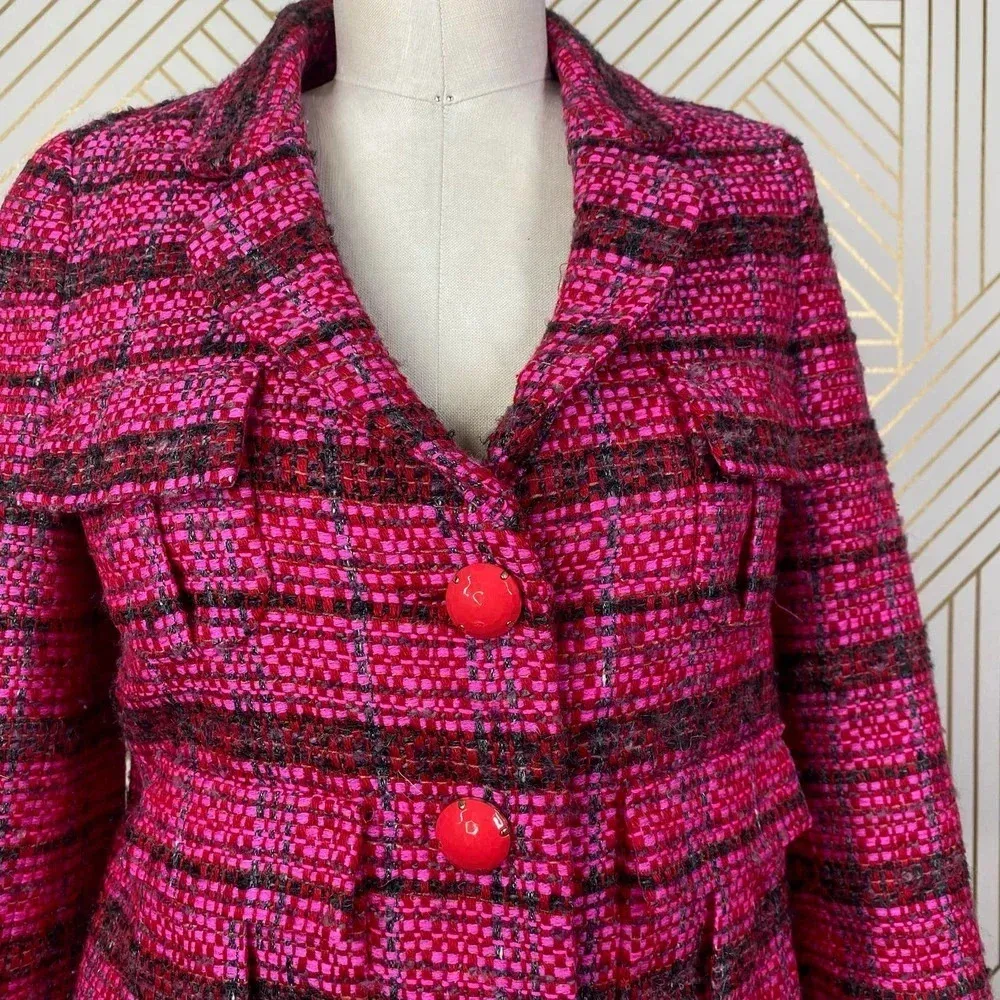 Kate Spade New York Pink Magenta Tweed Blazer‎ - Image 7