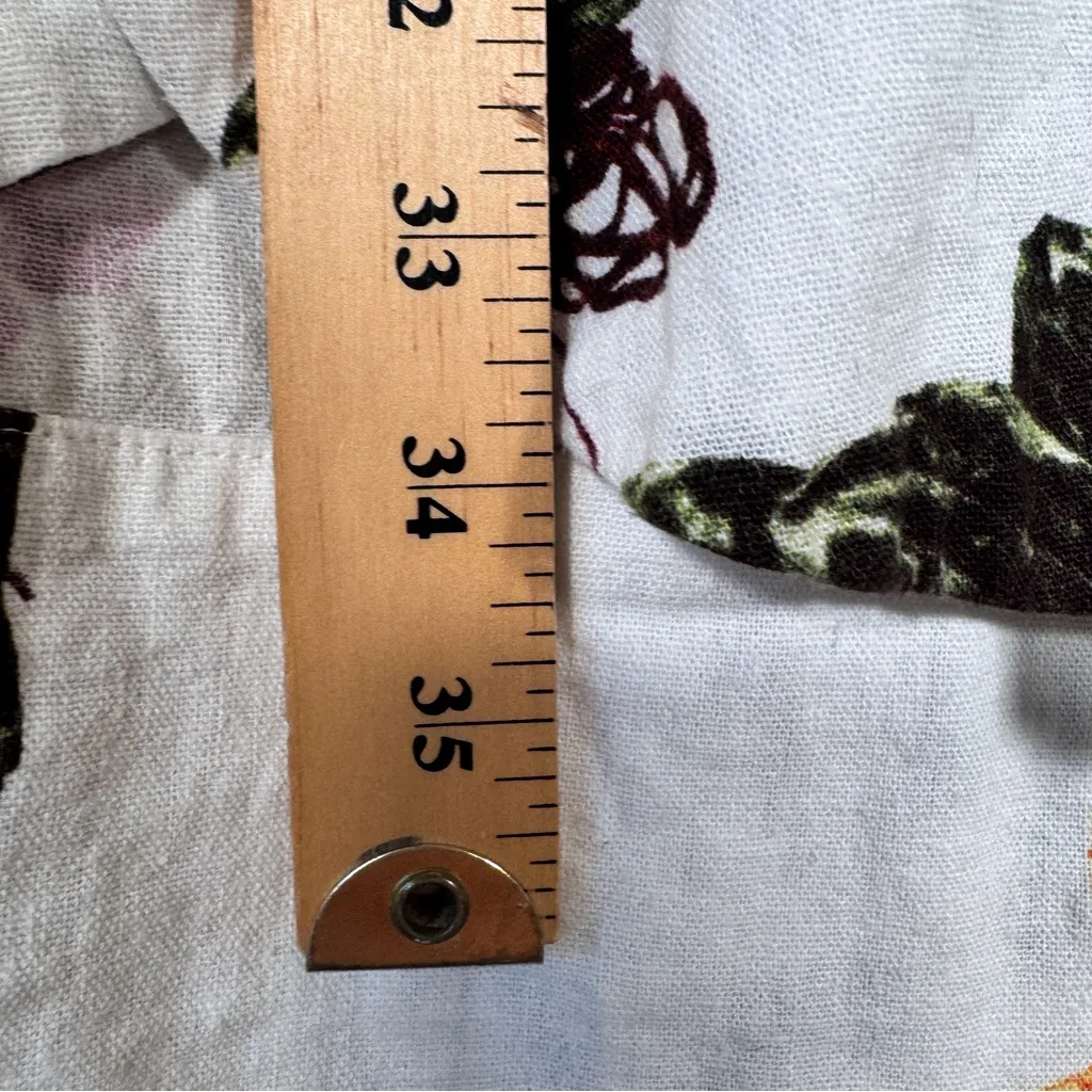 Joie White Tropical Floral Print Linen Shift Dress Womens M Short Sleeve Mini - Image 6