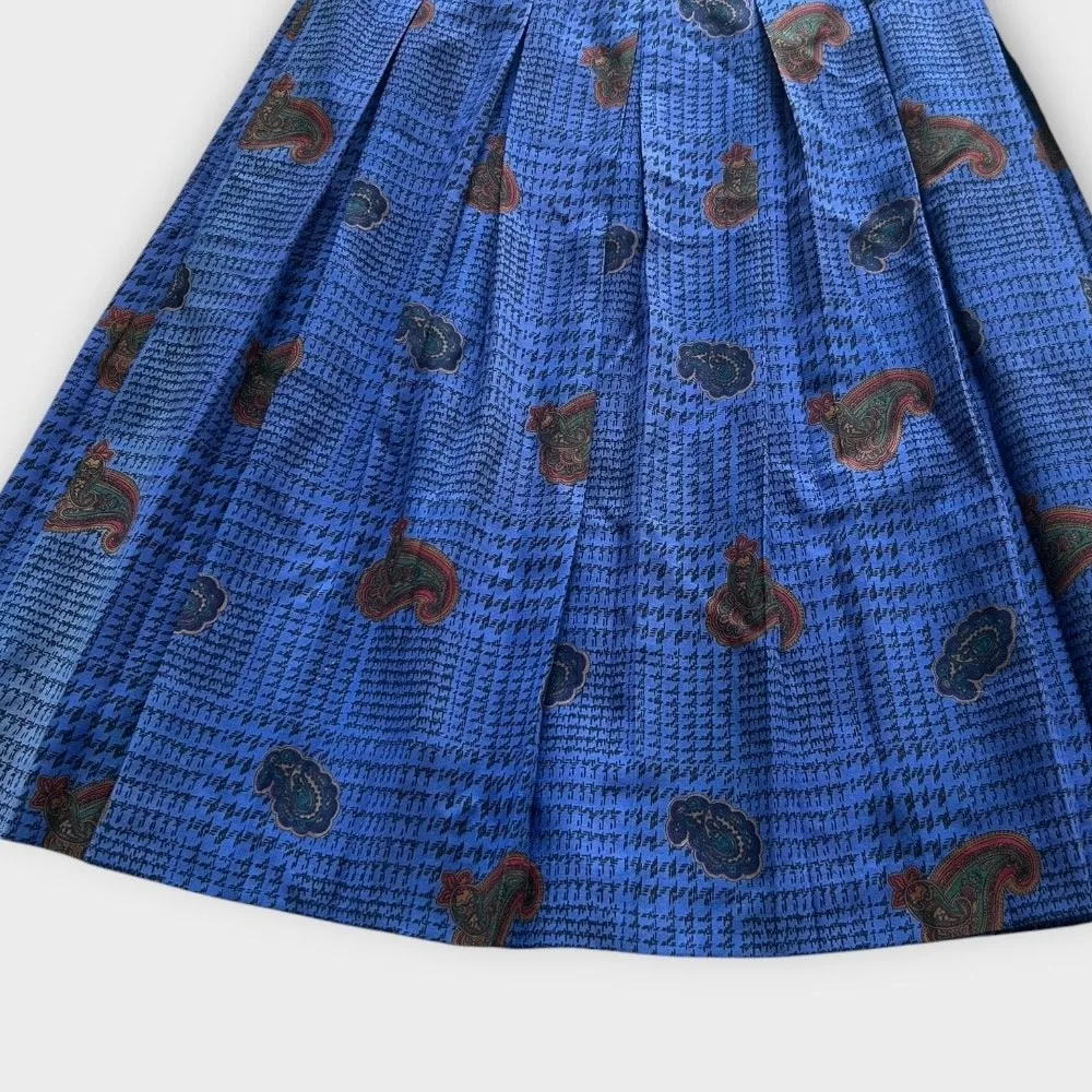 VTG 80s Pleated Plaid Paisley Herringbone Midi Skirt sz 10 Academia Office Siren - Image 6