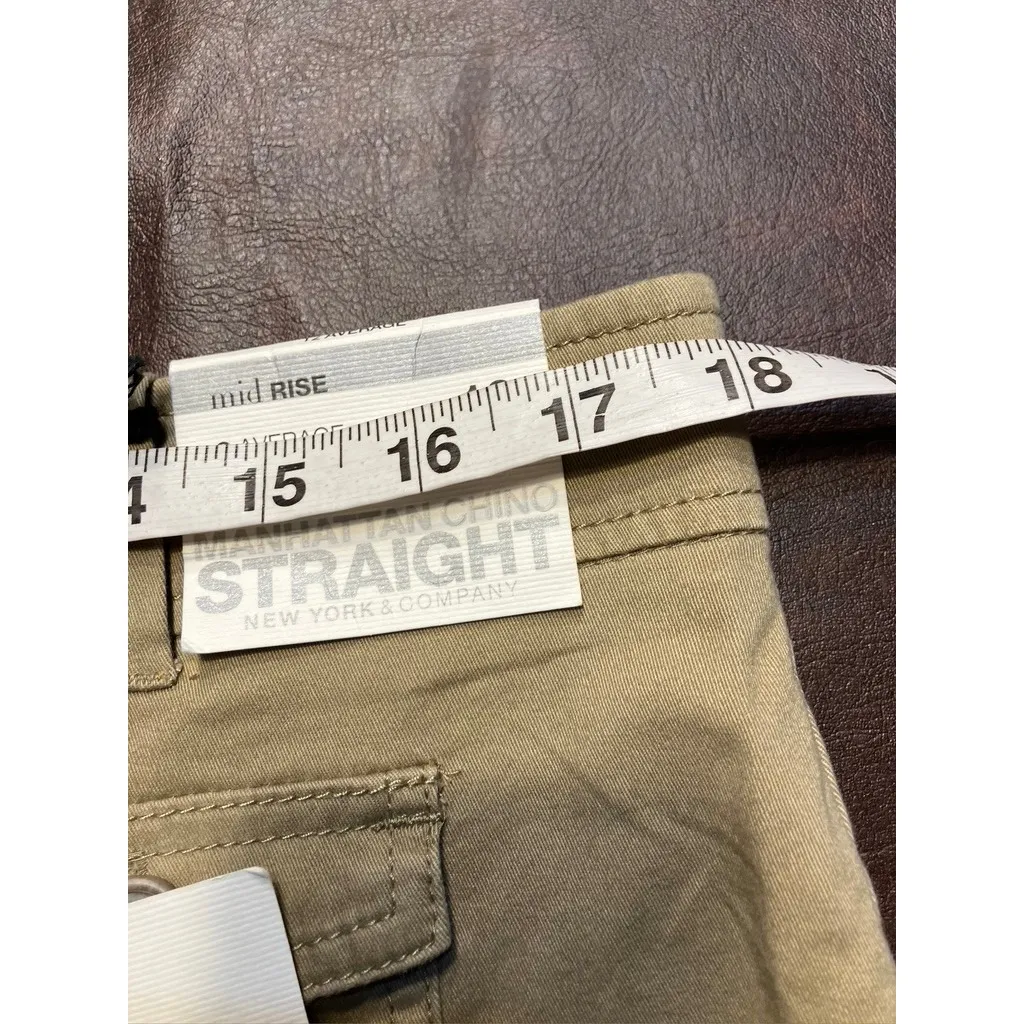 New York & Company Manhattan‎ Chino Straight Leg Khaki Pants Size 12 Average New Tan - Image 15