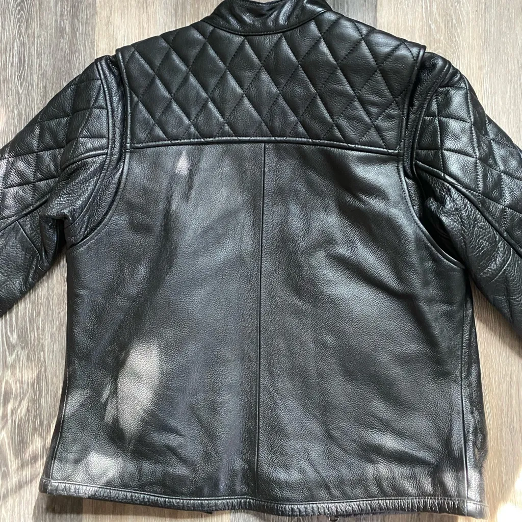Harley Davidson Quilted Black Leather Biker Jacket Small Indie Sleaze Grunge 90s - Image 11