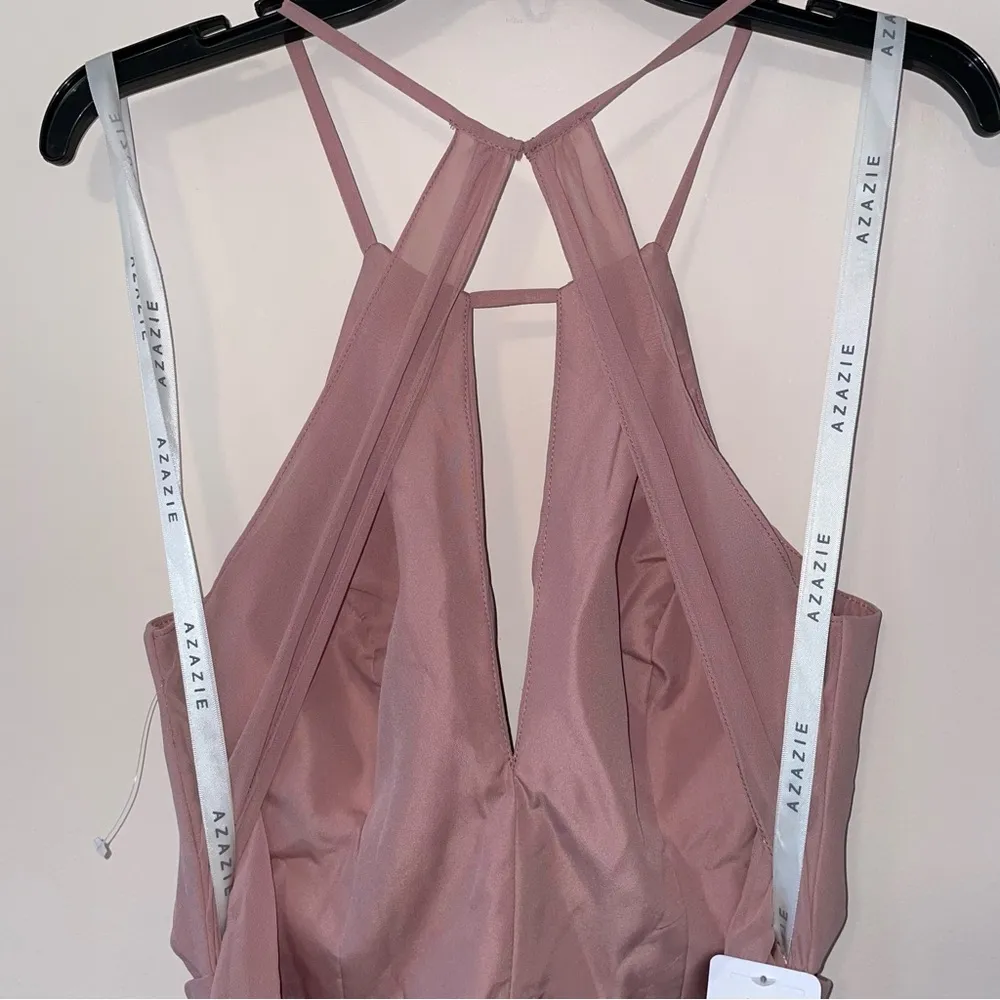 Azazie Evalleen Dusty Rose A-Line Pleated Chiffon Dress Size 12 - Image 9