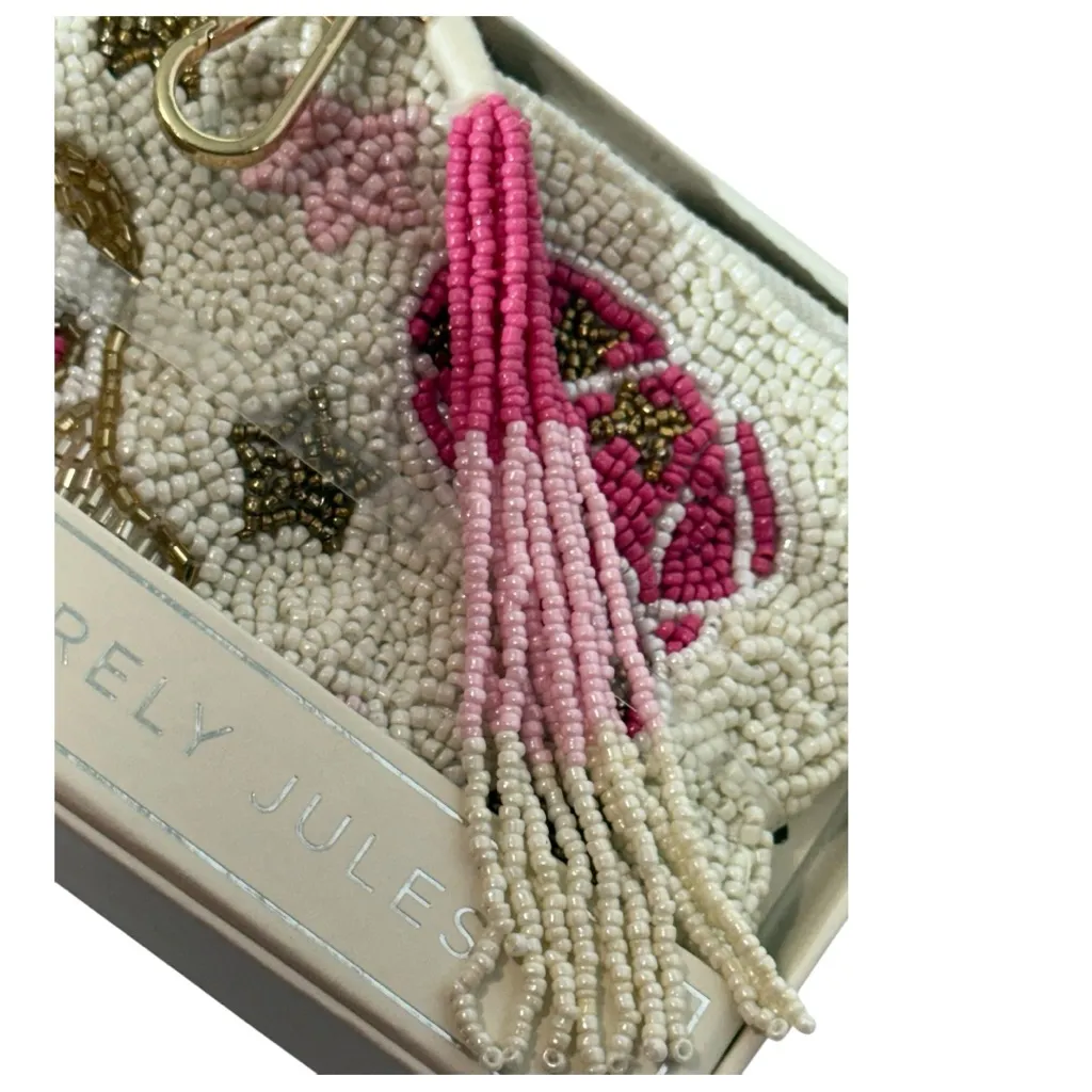 Sincerely Jules Pink Cowgirl Hat & Boot Beaded Coin Purse – NWT White - Image 4
