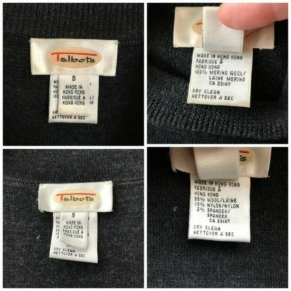 Vintage Talbots Merino Wool Sweater Dress & Matching Jacket Suit Set Gray Black - Image 7