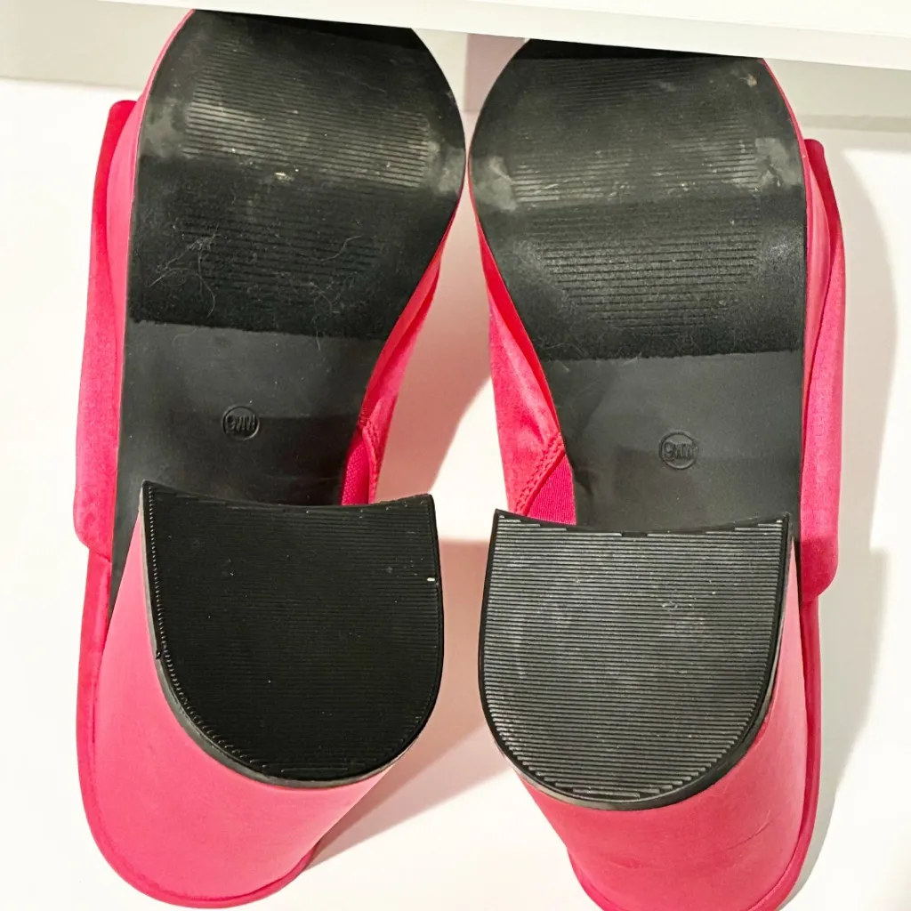 Torrid Wide Width Hot Pink Satin Flared Platform Mule Open Toe Size 9WW - Image 5