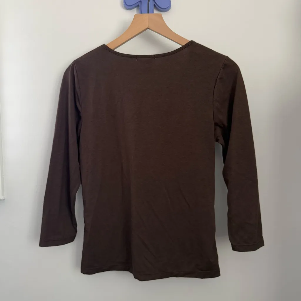 Old Navy Medium Y2K 2002 Brown Ruch Front Tee Half Sleeve Fall Gilmore Girls - Image 3