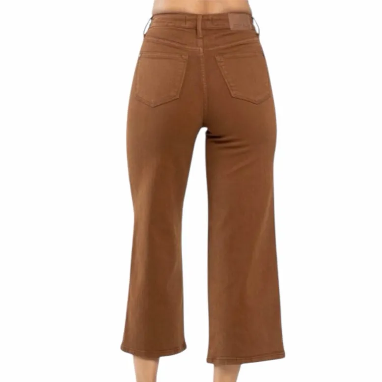 Judy Blue Wide Leg Crop High Rise Jeans Garment Dyed Camel Women’s Size 15/32 - Image 11