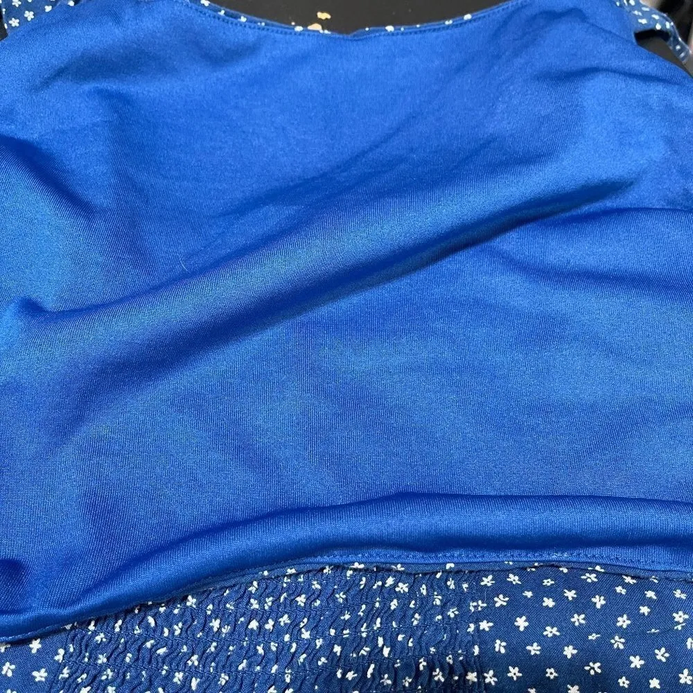 Kendall & Kylie Cropped Tank Top Blue White Floral Zip Side Size M Medium - Image 8