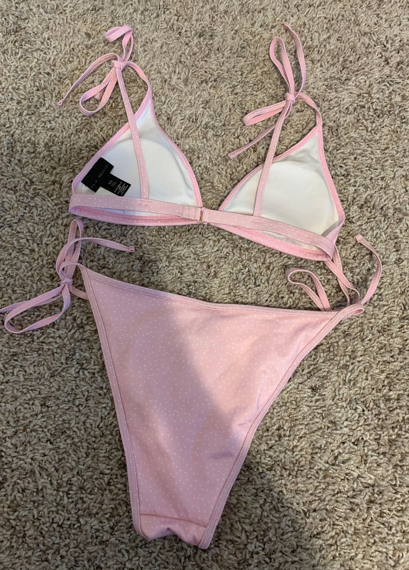 PacSun LA Hearts Pink Bikini Set Size XS - Image 2