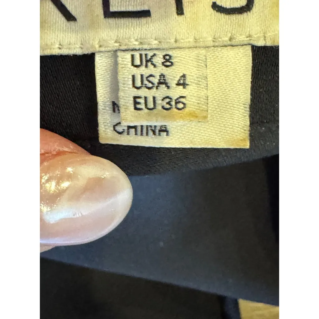 Reiss Shirt Women 4 Black Crochet Yoke Cap Sleeve Blouse‎ Whimsigoth Luxury Goth - Image 9