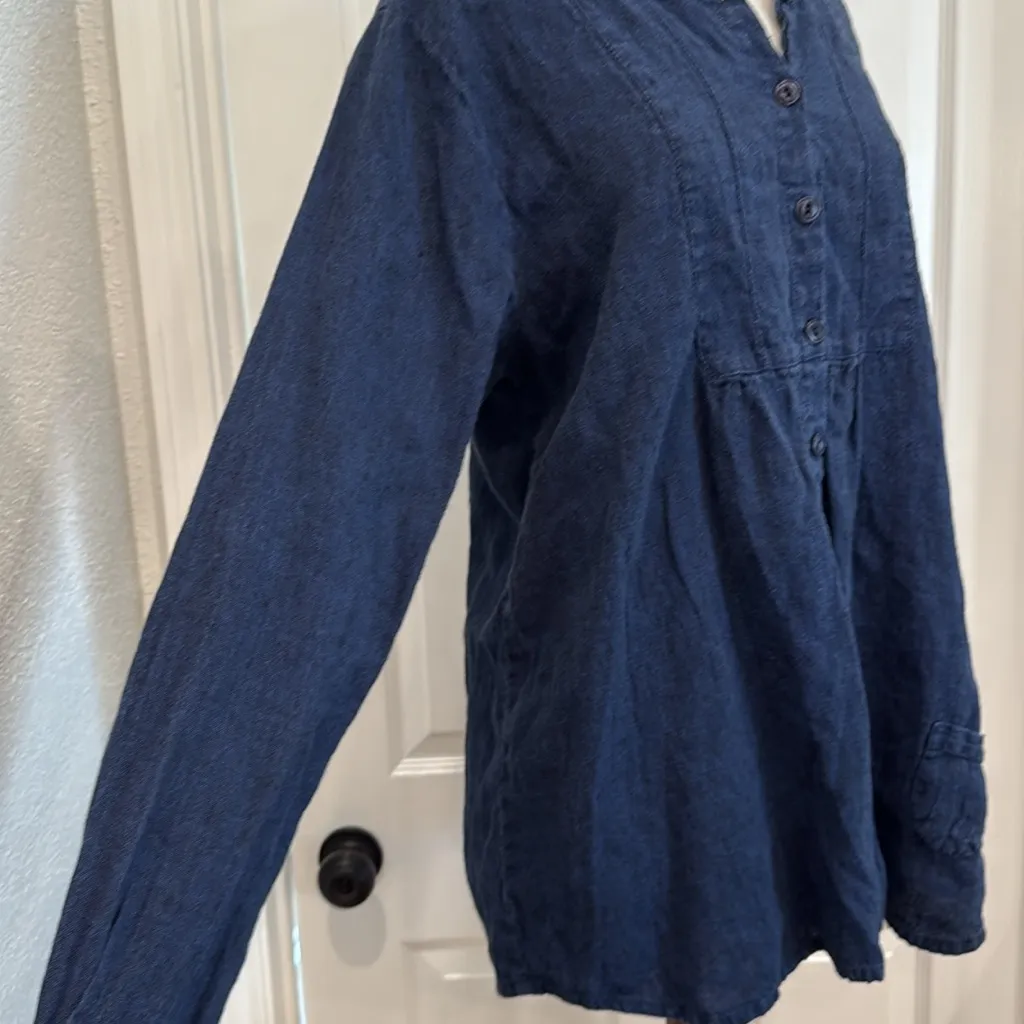 Flax long sleeve linen button down blouse - Image 11