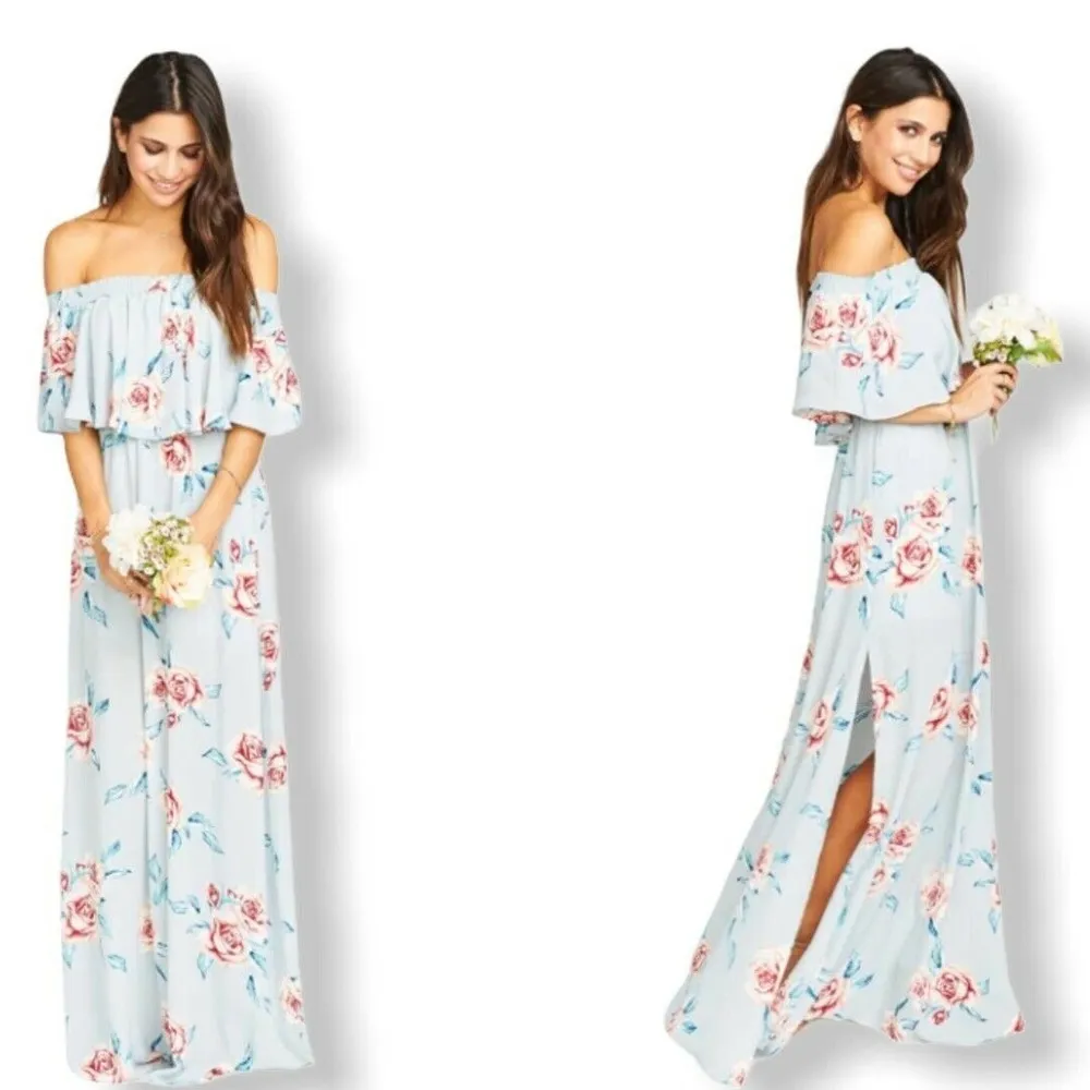 Show Me Your Mumu Maxi Dress Floral Blue Small New - Image 3