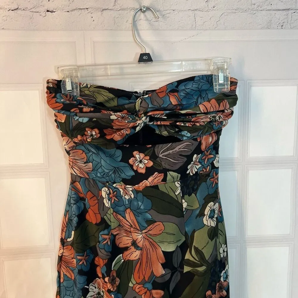 About Us Chloe Multicolor Floral Cut Out Front Strapless Midi Sundress Size XXS - Image 5