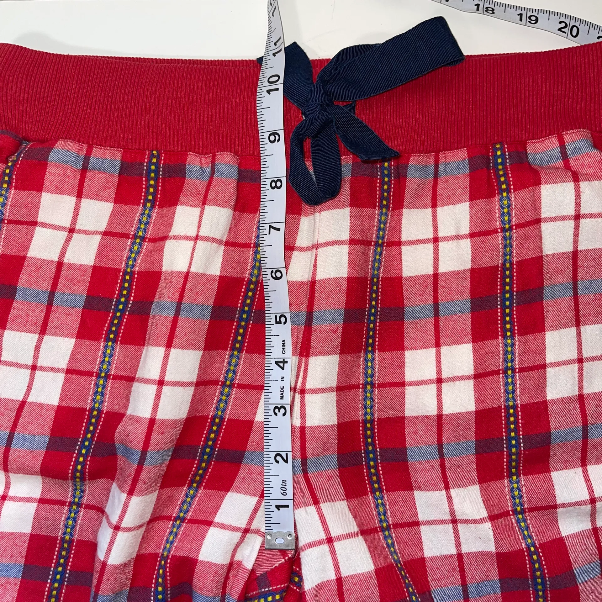 Red White & Navy Blue Plaid Drawstring Jogger Pajama Pants - Image 8
