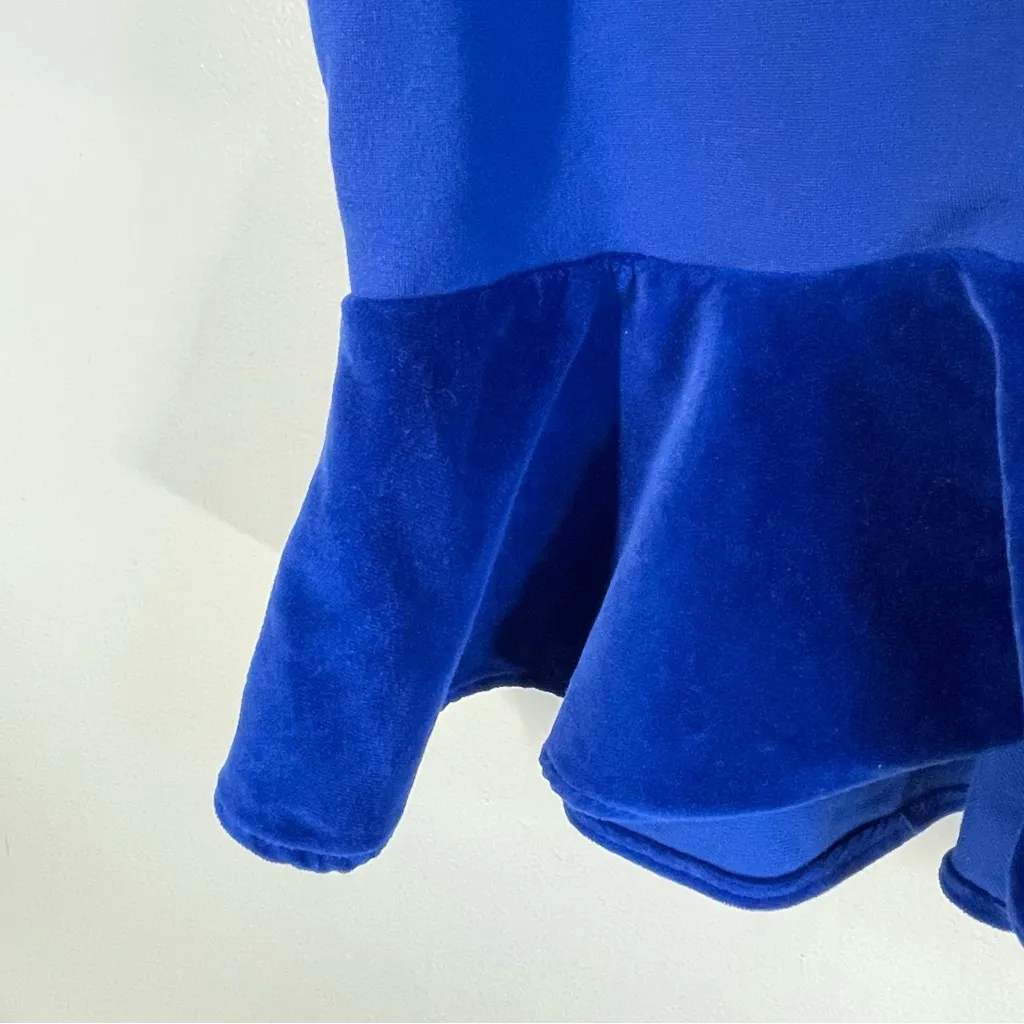 J‎ Crew Royal Blue Sleeveless Peplum Top Velvet Ruffle Women size XS Extra Small - Image 4