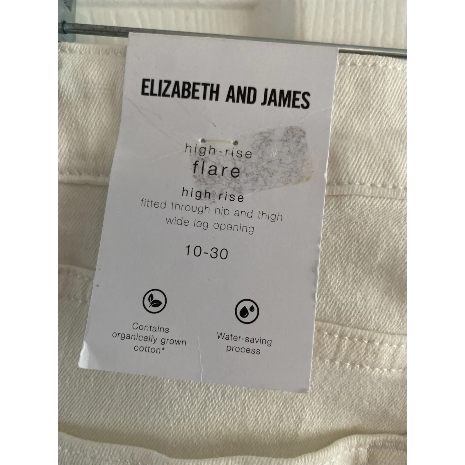 Elizabeth and James Womens 10 White High Rise Flare Denim Jeans Bell Bottom - Image 5