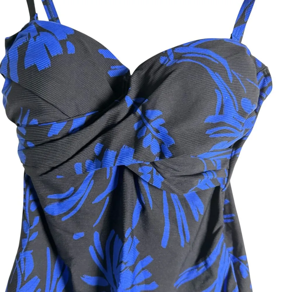 Sea Level Tradewind Twist Front Bandeau One Piece Swimsuit Night Sky Size 8 Blue - Image 7