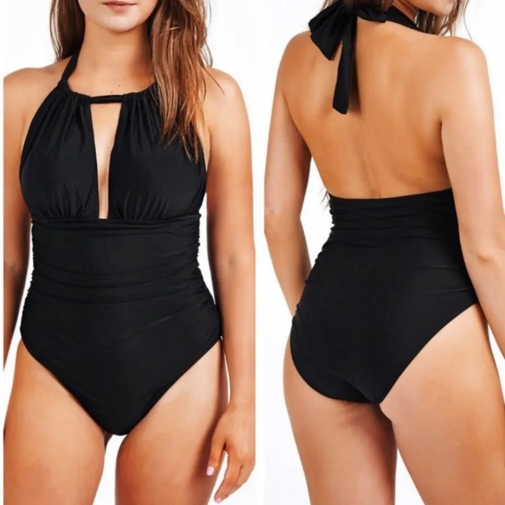 NEW Cupshe Keep Secrets Halter One Piece Swimsuit: Dark Brick Red - Image 8
