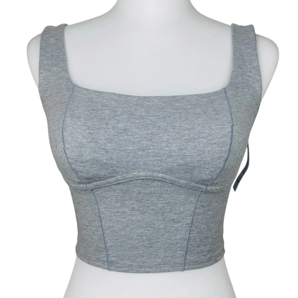 NWT PiNK Victoria's Secret All Day Cotton Longline Heather Gray Sports Bra Med - Image 2