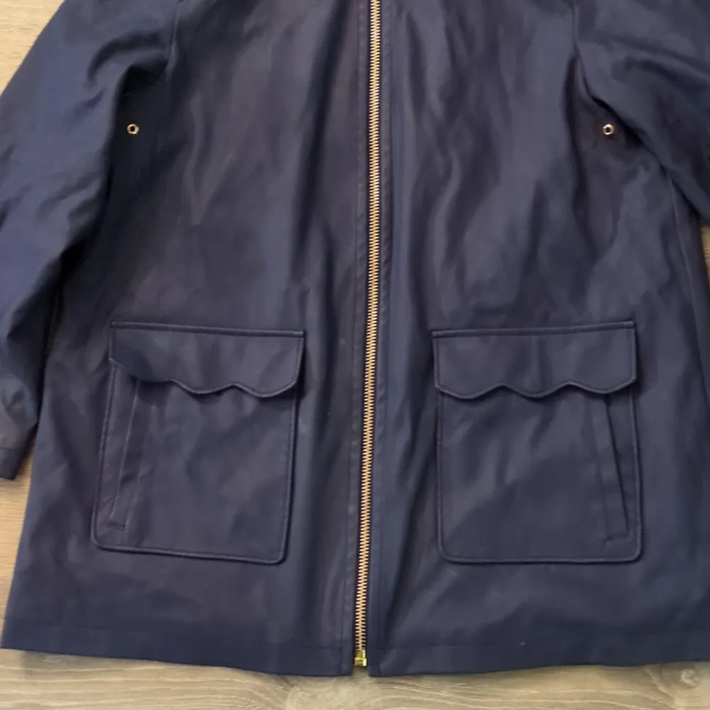 Kate Spade New York Navy Scalloped Rain/Trench Coat Size Large - Image 3