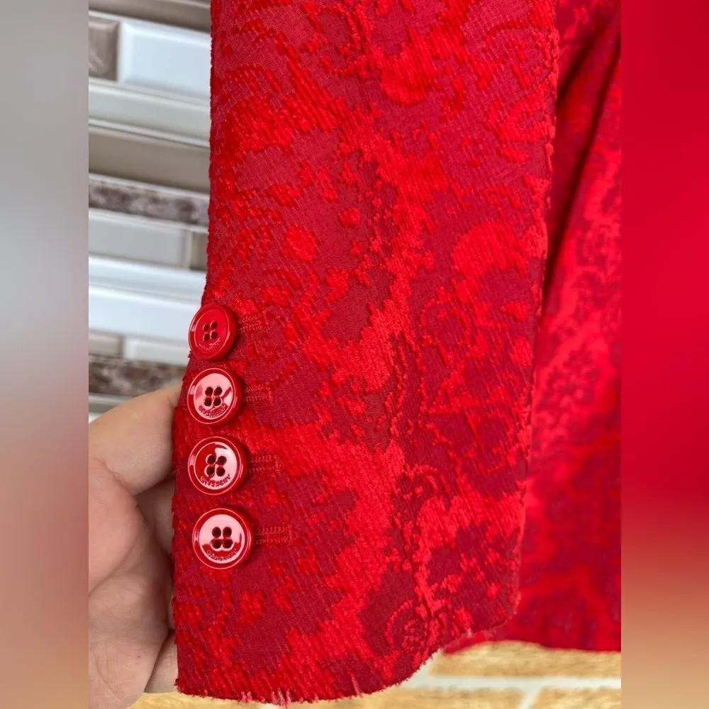 Givenchy Red Jacquard Double Breast Blazer Size 6" - Image 8