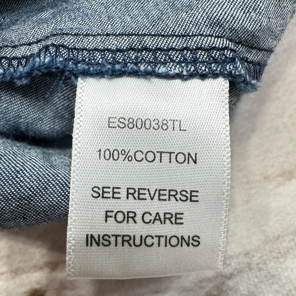 Acid Wash Denim Cotton Mini Skater Skirt Button On Suspenders En Crème Y2K Retro Blue Size M - Image 6