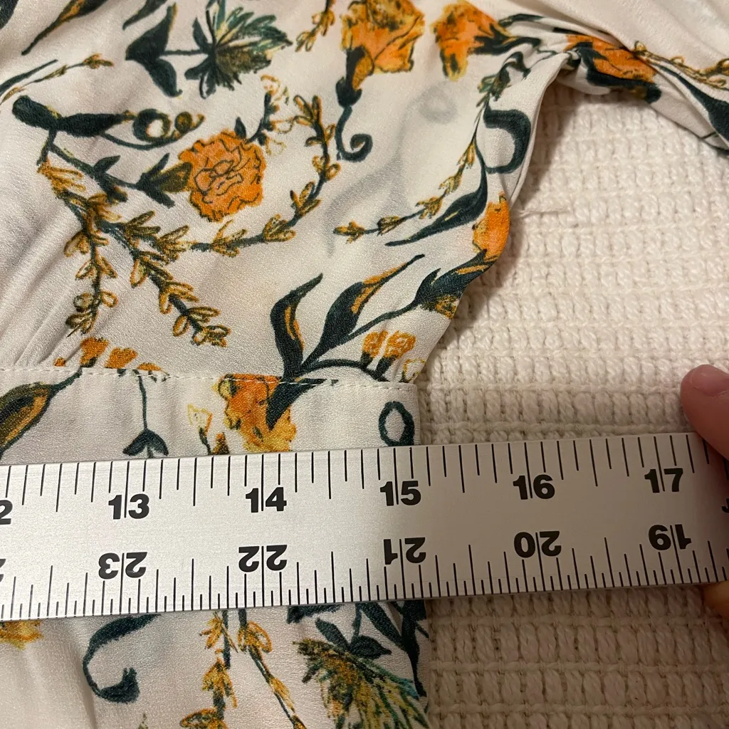 Free People Women’s Floral Long Sleeve Mini Dress Tie Back White Mini Ruffle 🌼 - Image 13