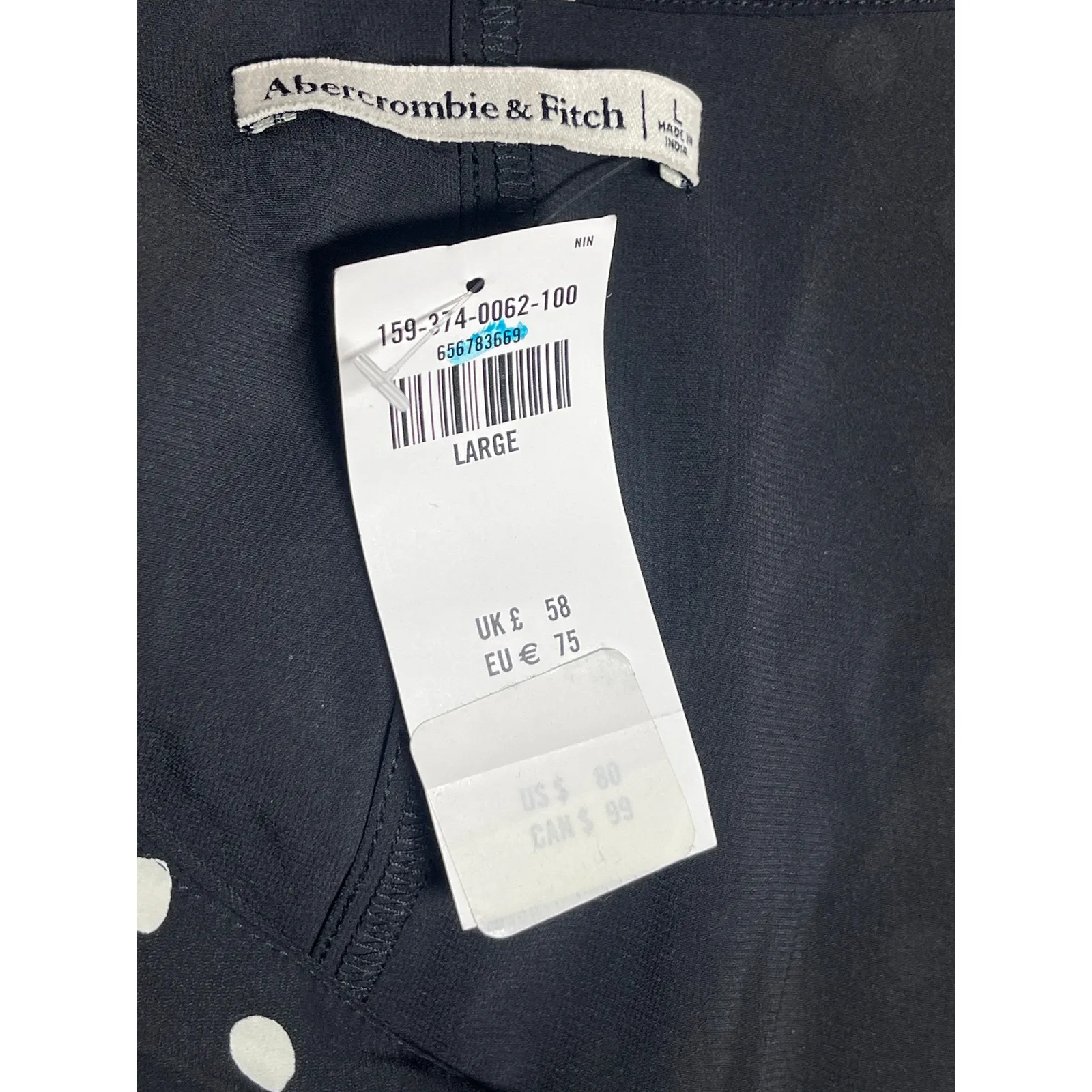 NEW Abercrombie & Fitch Black Polka Dots Long Sleeve Blouson Mini Dress Size L - Image 3