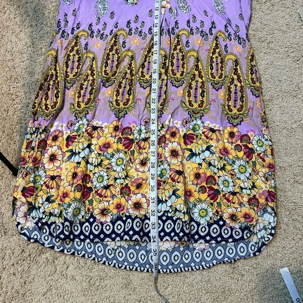 🆕 Fig &‎ Flower Anthropologie paisley print lined dress size M Purple Size M - Image 8