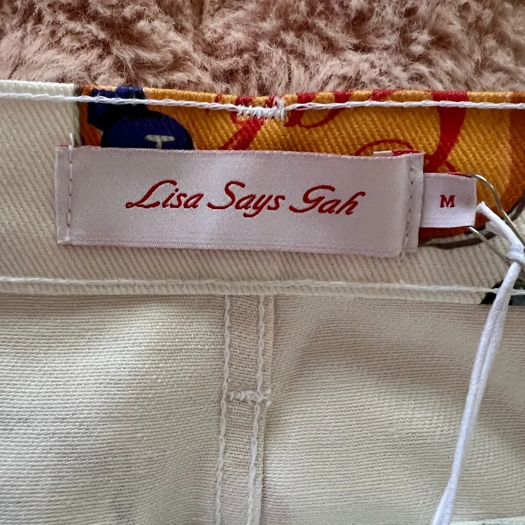 Lisa Says Gah Italian Summer Print Jean Mini Skirt medium - Image 2