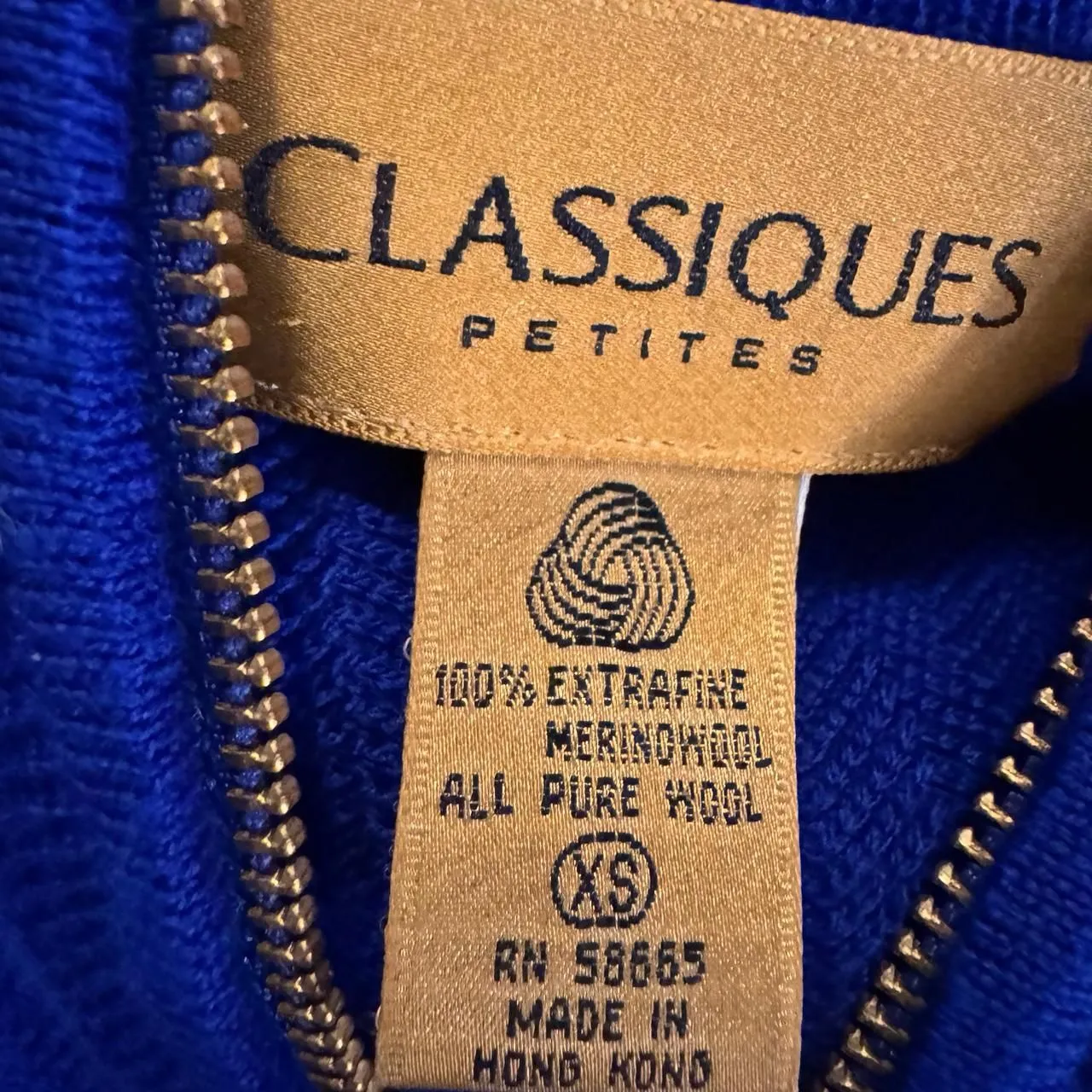 Classiques Petites XS Blue Half Zip Tunic Sweater 100% Extrafine Merino Wool Size undefined - Image 3