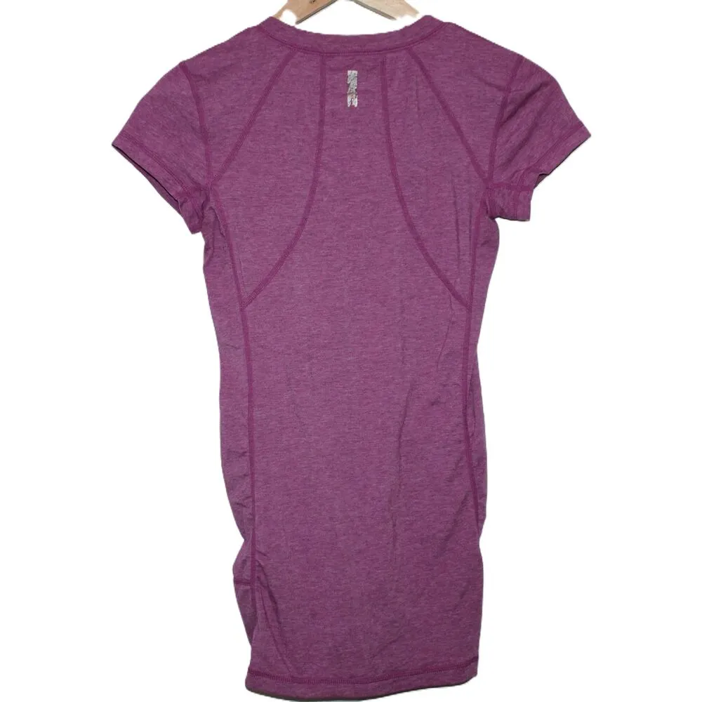 Womens Zella Purple Athletic Short Sleeve V-Neck T-Shirt Athletic Top Size XS - Image 2