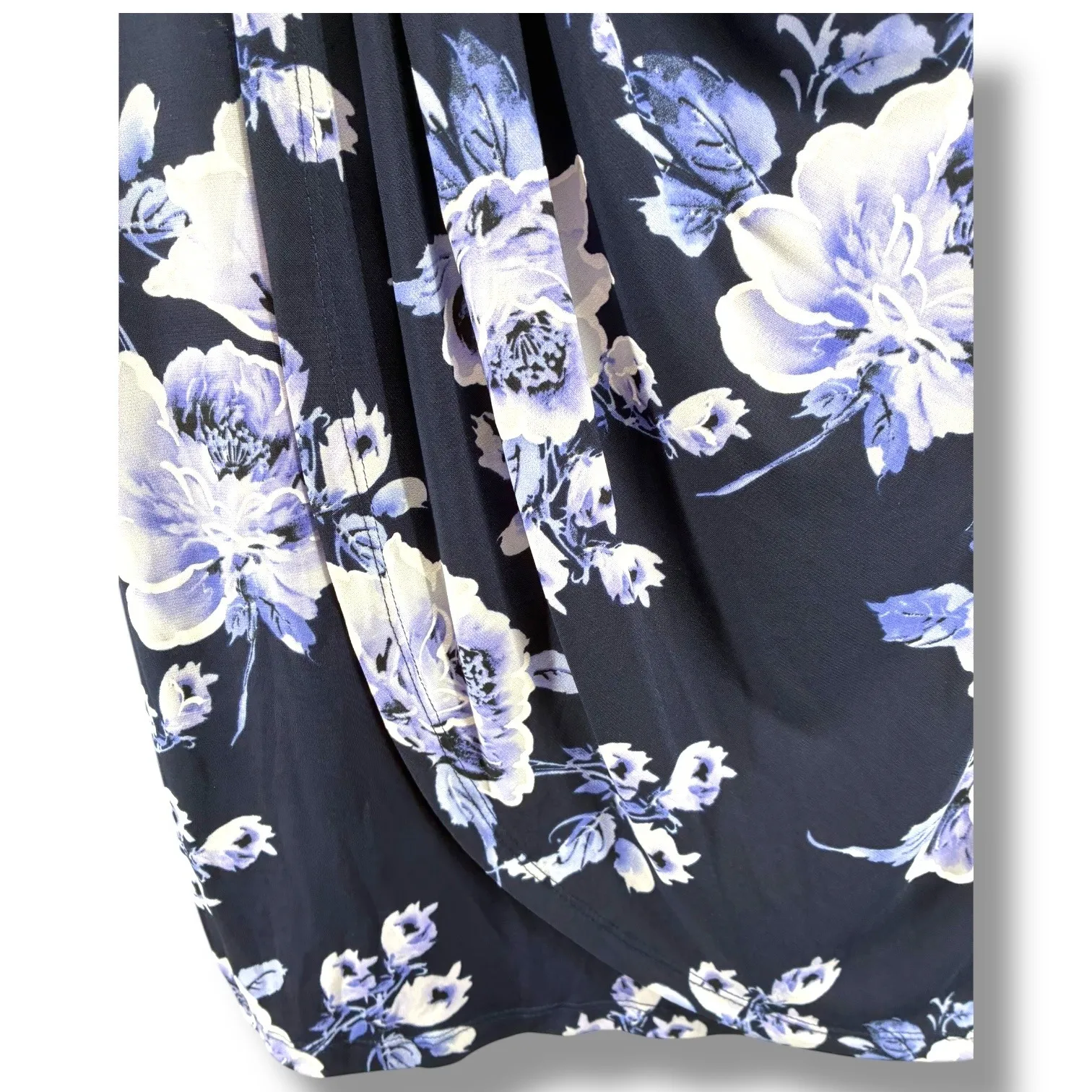 Connected Apparel Petite 8P Periwinkle Floral Draped Ruched Dress NWT - Image 3