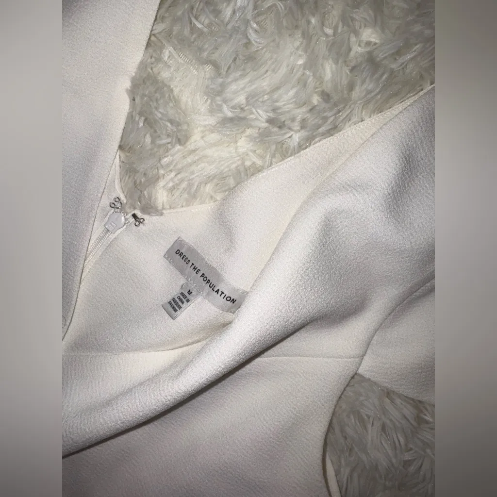 NWOT Dress the Population Dress Fit & Flare Corey white Chiffon Cocktail Sz M - Image 9