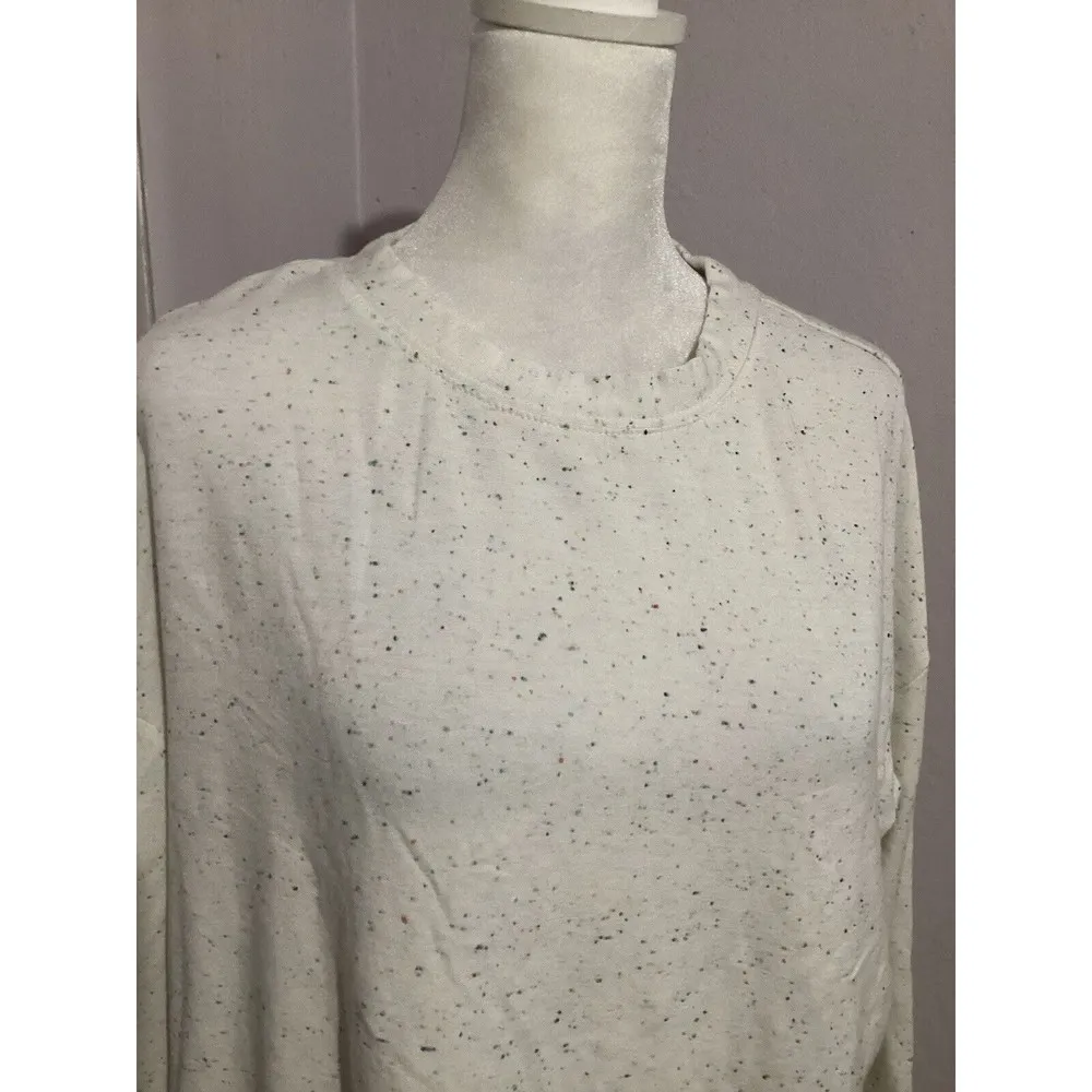 Three Dots Anthropologie Ivory Multi Color Speckle Pullover Long Sleeve Top - Image 2