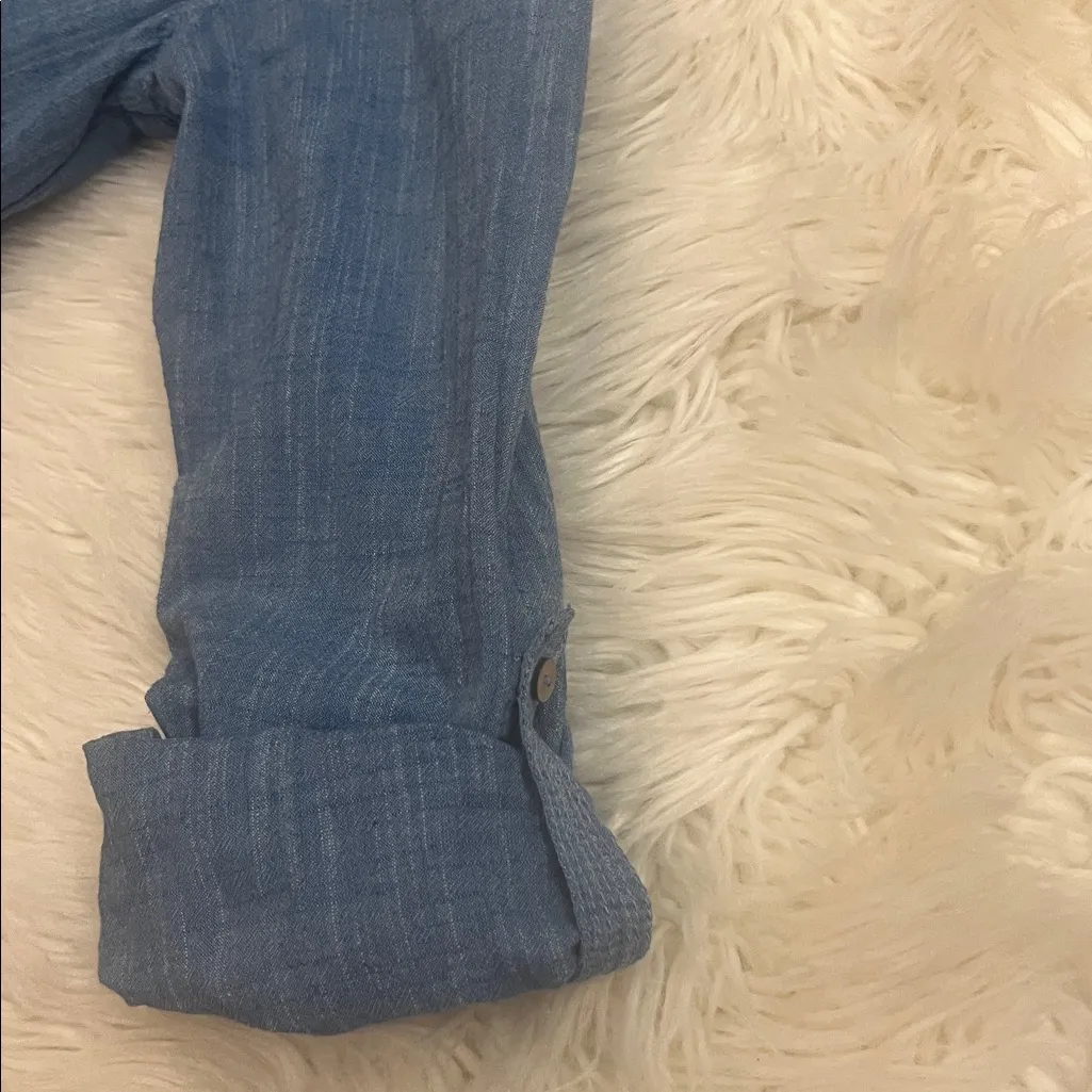 Seafolly cotton chambray tunic beach cover up split neck roll tab sleeve S - Image 7