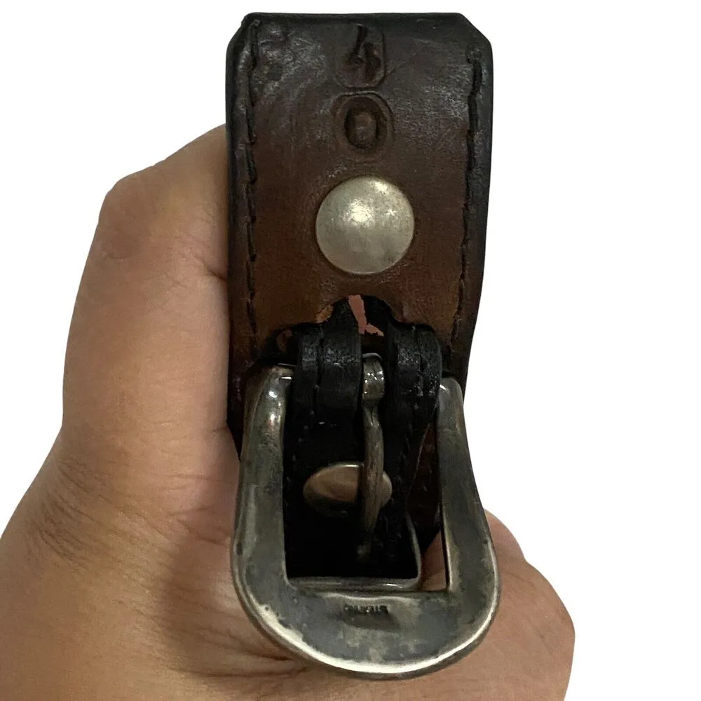 Vintage Southwestern South Wick Black Brown Leather S 40 Sterling Silver Conchos - Image 10