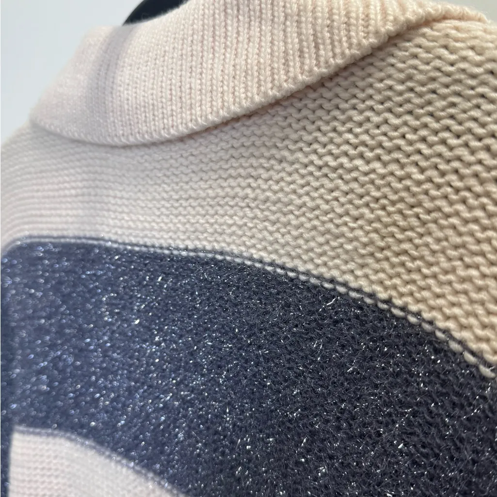 Lush Soft Pink/Peachy & Grey Metallic Stripe Knit Sweater – Size XL NWT - Image 6