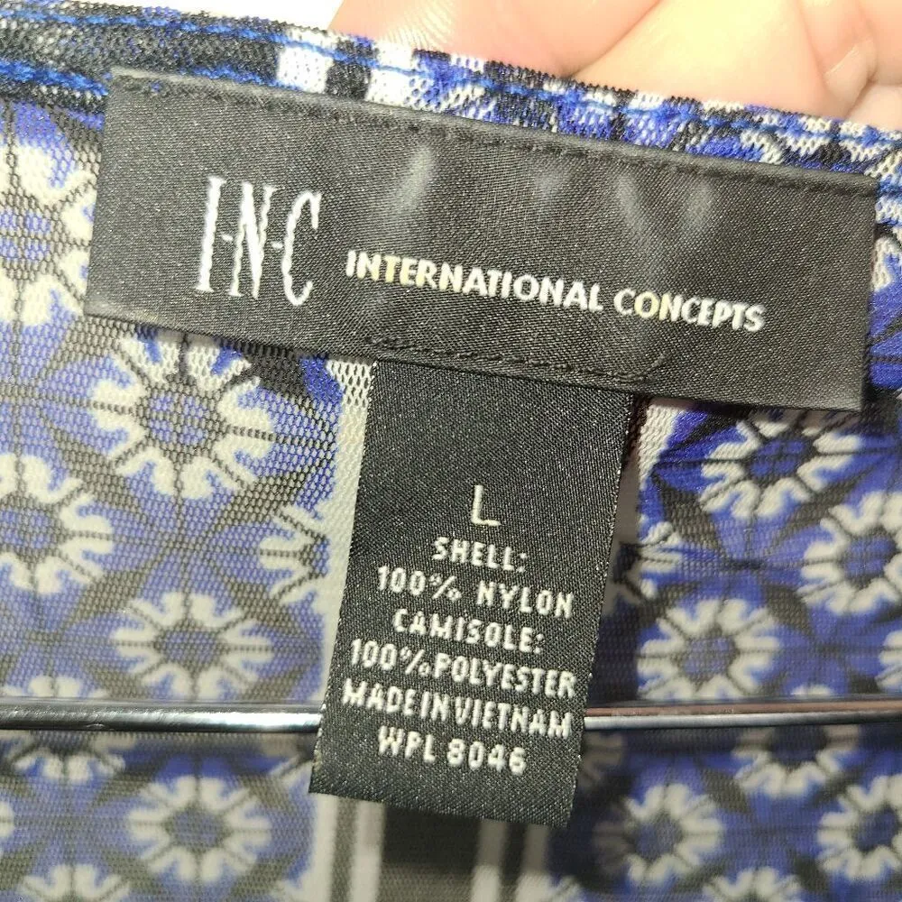 INC International Concepts Sheer Boho Blouse. **No Cami Blue Size L - Image 8