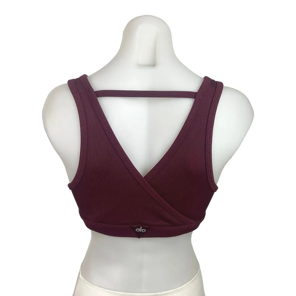 Alo Yoga Togetherness Red Cutout Back Ribbed Knit Padded Sports Bra Top Size S - Image 5