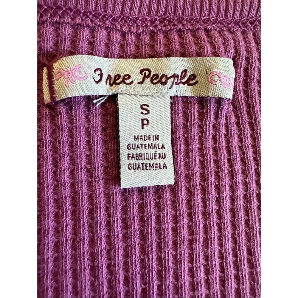 NWT Free People Thermal Womens Small Mulberry Santa Clara Shirt Top V Neck - Image 5