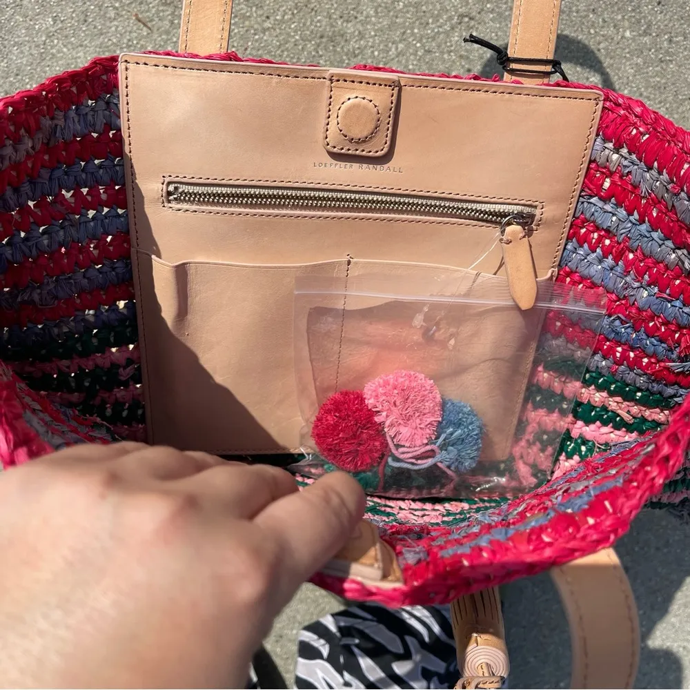 Loeffler Randall Rainbow Cruise Striped Straw Tote - Image 5