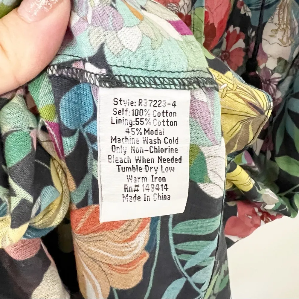 Johnny Was Zahava Tie Neck Midi Dress Floral Tassel Size Small S NWT - Image 8