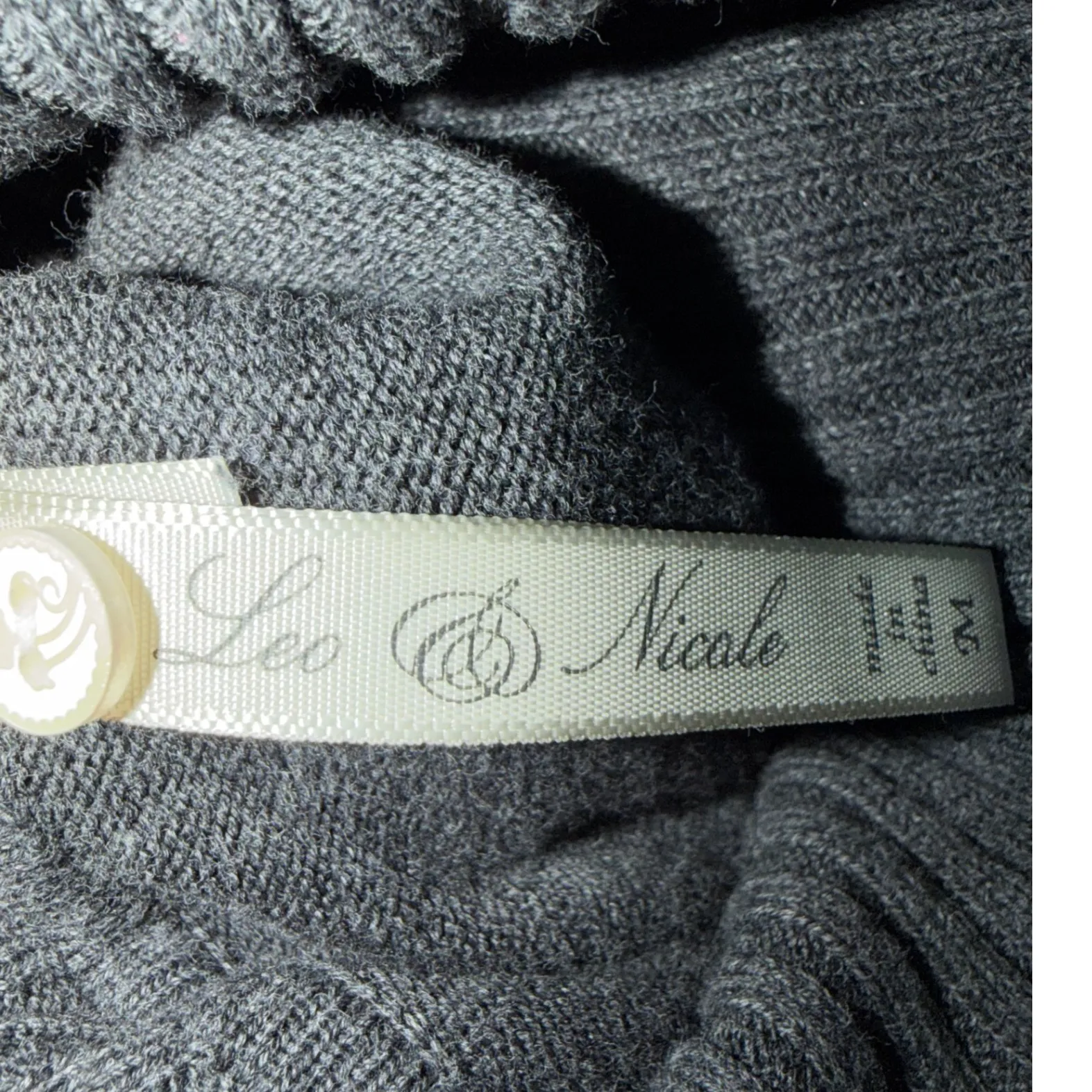 Leo & Nicole Gray Ribbed‎ Knit Turtleneck Sweater Long Sleeve M 100% Cotton - Image 3