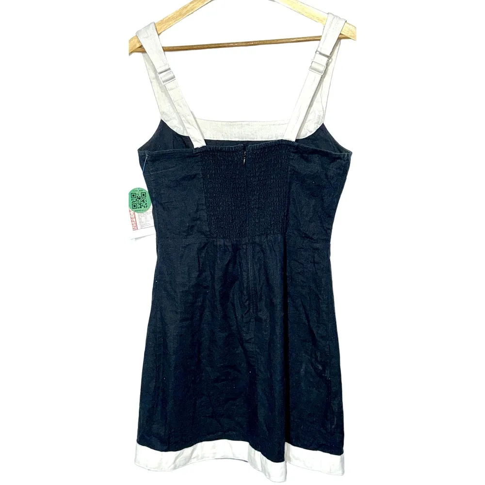 Abercrombie & Fitch Black White Linen Sleeveless Sundress Mini Dress Size Medium - Image 2