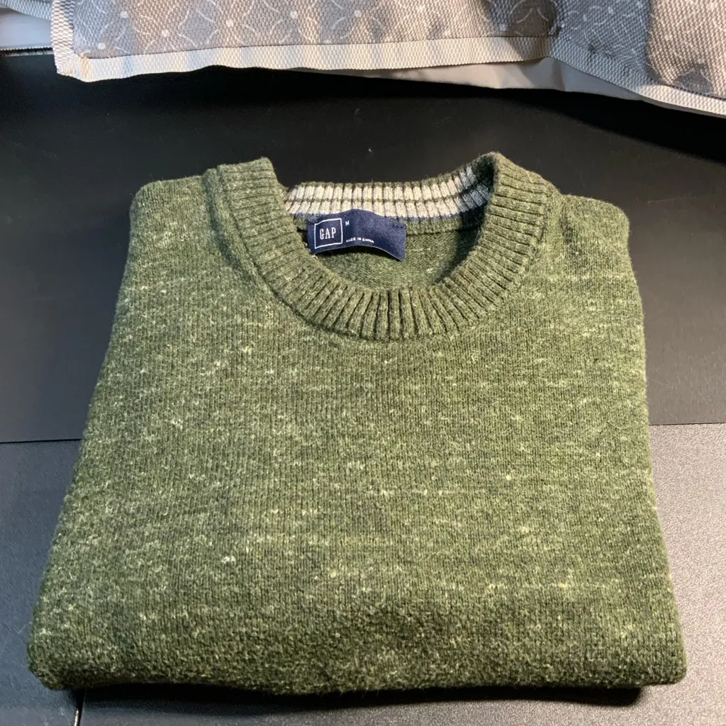 GAP Marled Crew Sweater Unisex Size Medium Green Heather - Image 8