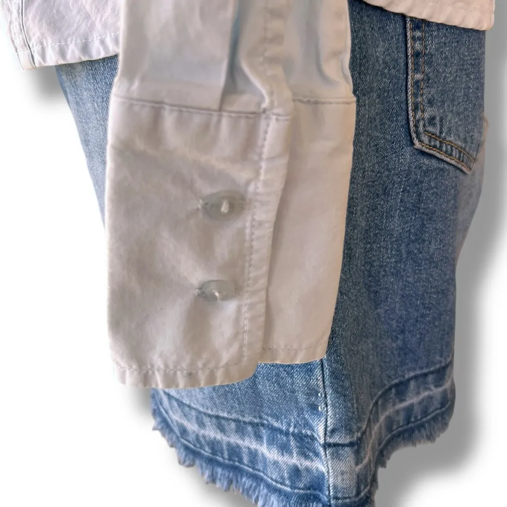 Y2K The Limited Baby Blue Fitted Blouse XS/S Extended Cuff 90s Collar - Image 4